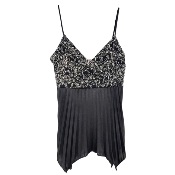 VINTAGE Y2K pleated lace tank top shimmer glitter - Picture 1 of 5